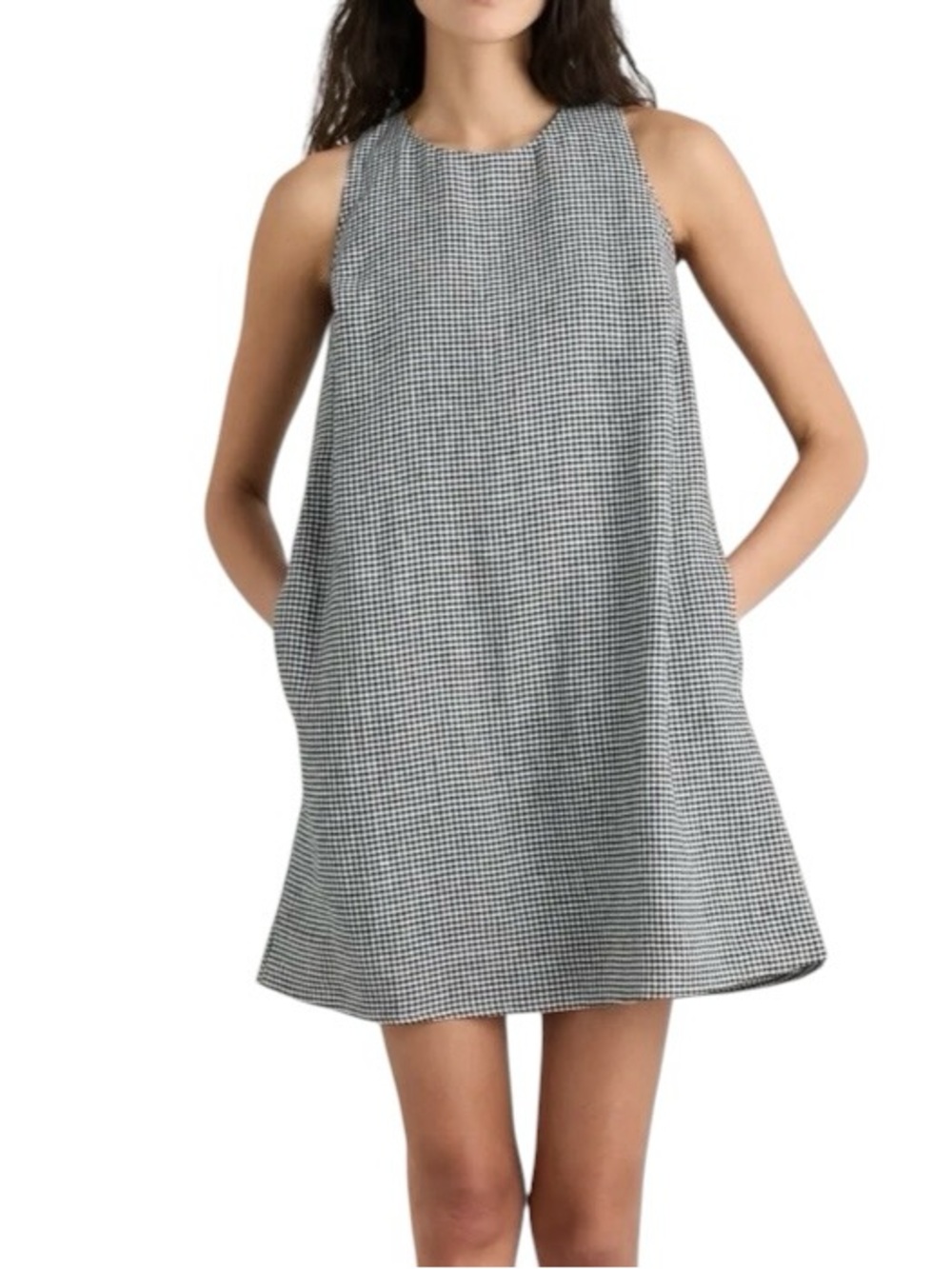Quince Linen Gingham Mini Dress M Classic Check Tank Dress Cottagecore
